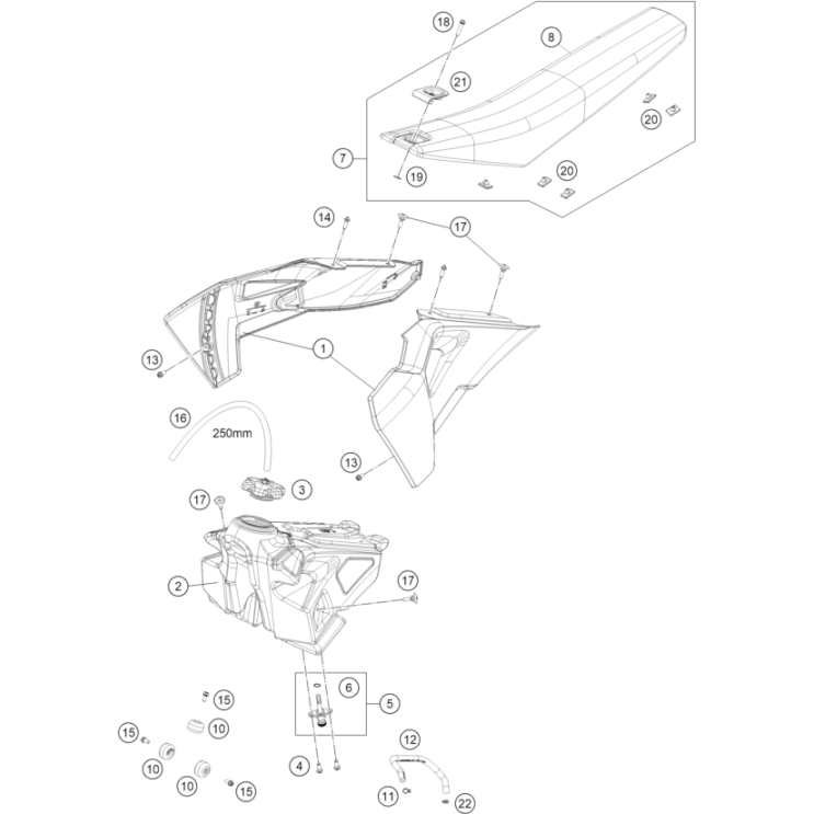 VUE ECLATEE RÉSERVOIR, SELLE HUSQVARNA 85 TC 17/14 2026